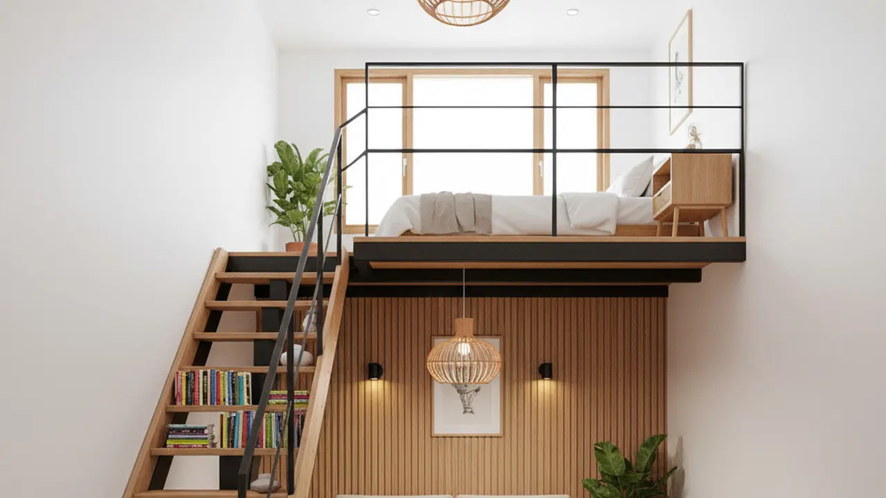 7 Desain Rumah Mezzanine Kecil Tanpa Tangga Beton, Praktis dan Hemat Ruang di 2025