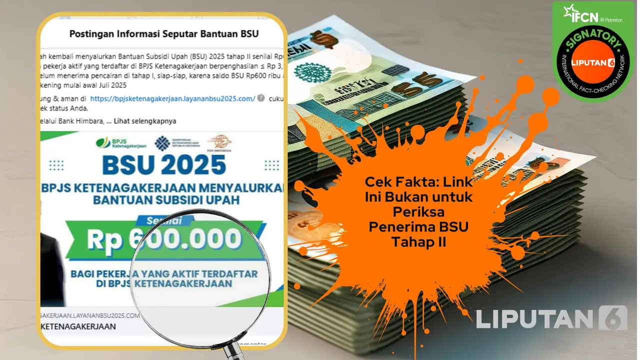 Tangkapan layar klaim link untuk periksa status penerima BSU 2025 tahap II
