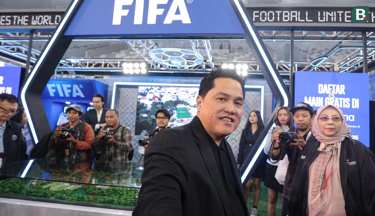Menpora Erick Thohir saat berada pada acara Indonesia Sports Summit 2025 (ISS 2025) resmi digelar di Indonesia Arena, Senayan, Jakarta pada Sabtu (6/12/2025).
