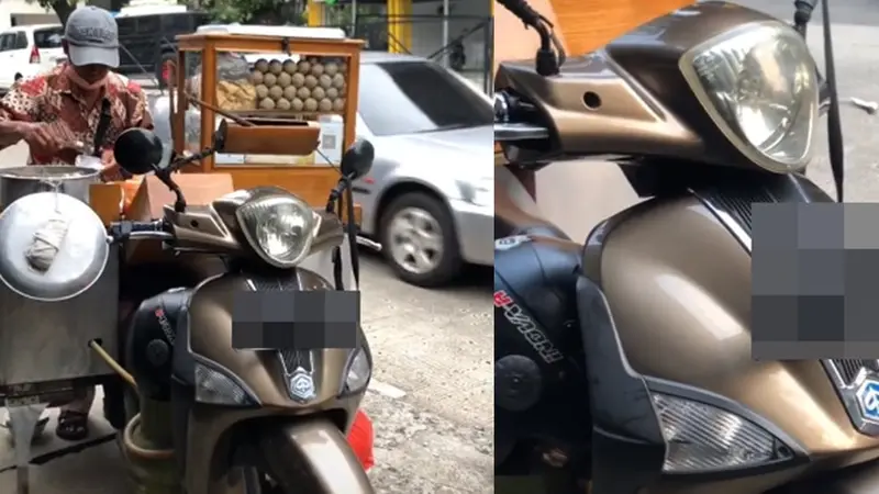 Penjual bakso tunggangi Piaggio Liberty (TikTok/@arsadndr)