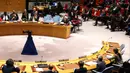 Amerika Serikat (AS) memveto resolusi Dewan Keamanan Perserikatan Bangsa-Bangsa (DK PBB) yang menyerukan gencatan senjata segera dalam pertempuran sengit antara Israel dan Hamas di Gaza. (Charly TRIBALLEAU/AFP)