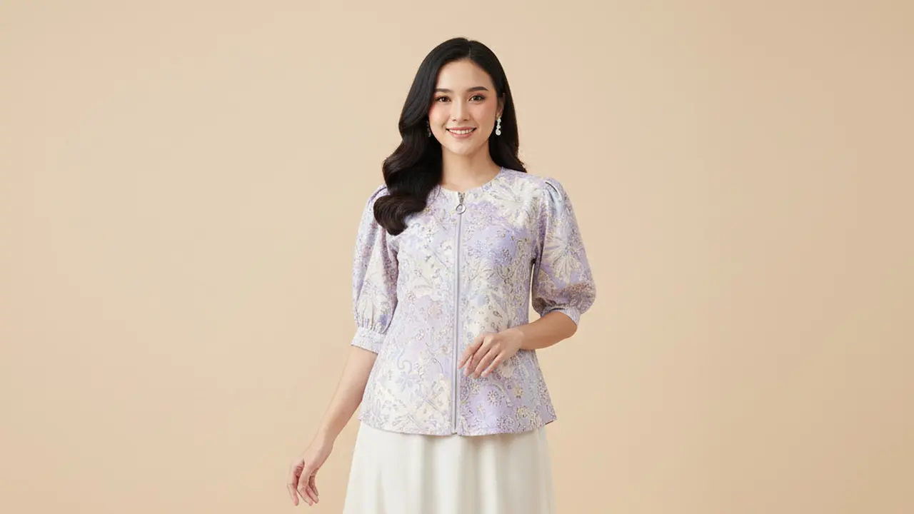 Model Atasan Batik Resleting Depan