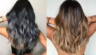 Contoh pengaplikasian warna rambut ombre di kulit gelap. (pinterest)