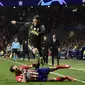 Aksi Cristiano Ronaldo pada leg 1, babak 16 besar Liga Champions yang berlangsung di stadion Wanda Metropolitano, Madrid., Kamis (21/2). Atl Madrid menang 2-0 atas Juventus (Javier Soriano)