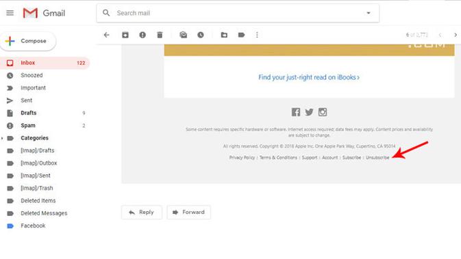 Cara menyetop email berlangganan di Gmail. Liputan6.com/ Yuslianson
