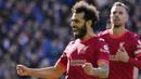Gol penalti yang dicetak Salah ke gawang Brighton juga membawa Liverpool mencapai sebuah catatan istimewa. Gol itu tercatat sebagai gol ke-2000 The Reds di Premier League. (AP/Kirsty Wigglesworth)