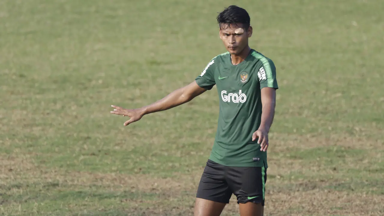 Pemain Timnas Indonesia U-22, Septian Bagaskara. (Bola.com/Vitalis Yogi Trisna)