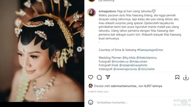 Erina Gudono - Kaesang Pangarep (Foto: Instagram/@erinagudono)