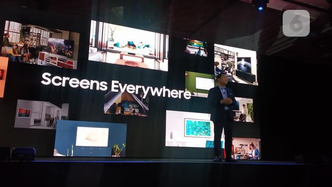 Jong-hee Han, President Visual Displays Samsung Electronics saat sesi keynote di CES 2020. (Liputan6.com/ Dyah Puspita Wisnuwardani)