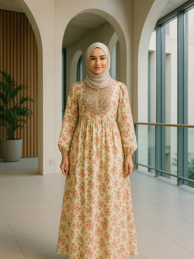 Model Gamis Payet di Dada Simple