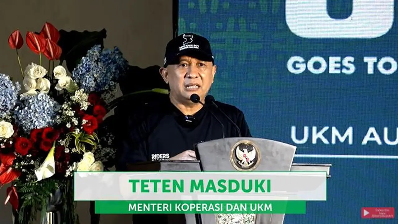 Menteri Koperasi dan UKM Teten Masduki dalam acara ajang UMKM Goes To Mandalika, Minggu (6/3/2022) di Smesco Indonesia.