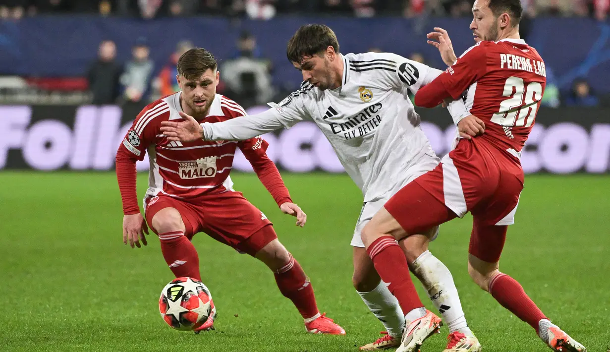 Hingga akhir pertandingan, kemenangan 3-0 Real Madrid atas Brest tidak berubah. (Damien MEYER/AFP)