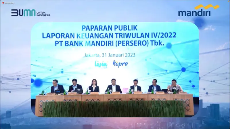 Paparan publik laporan keuangan kuartal IV 2022 PT Bank Mandiri Tbk, Selasa (31/1/2023) (Foto: tangkapan layar/Pipit I.R)