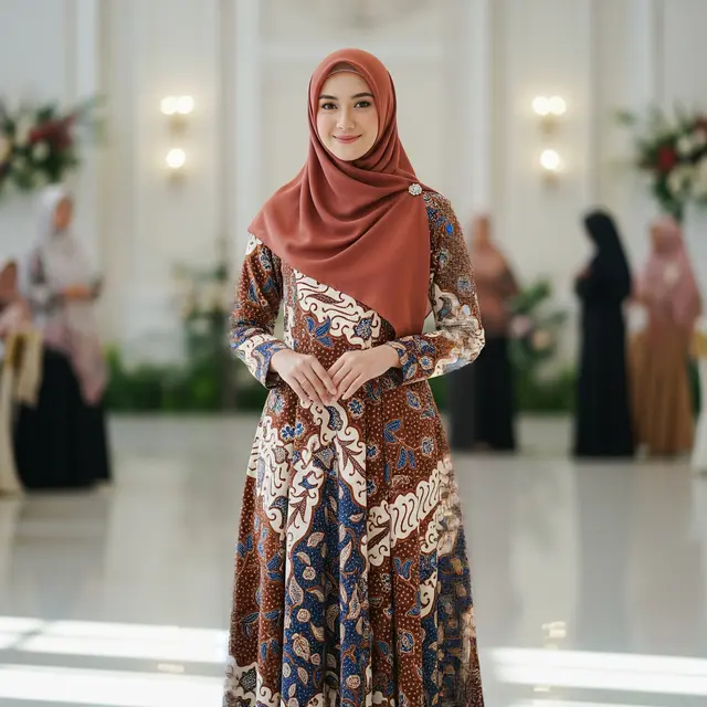 9 Model Gamis Batik untuk Perkumpulan Wanita
