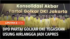 Dewan Pimpinan Daerah Partai Golkar DKI Jakarta tegaskan mengusung Airlangga Hartarto, sebagai Calon Presiden pada Pilpres 2024 mendatang. Usulan ini akan disampaikan dalam Rapimnas partai Golkar.