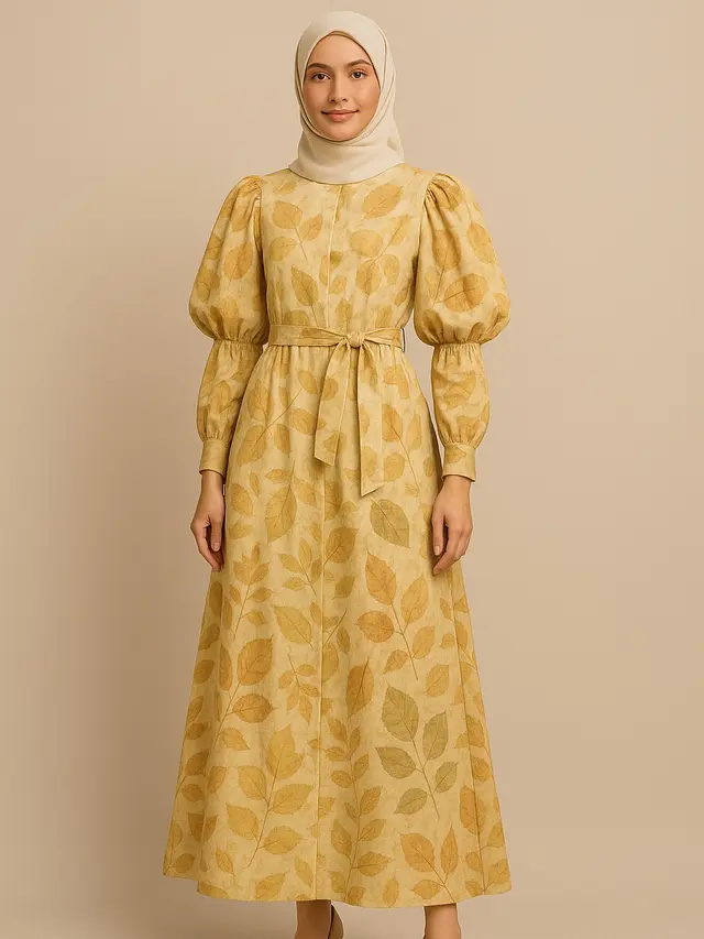 Desain Batik Ecoprint Klasik Lengan Puff