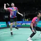 Ganda putra Malaysia Hendra Setiawan/Mohammad Ahsan mengalahkan wakil China Ren Xiang Yu/Tan Qiang pada babak 32 besar Malaysia Open 2022. Ganda putra Indonesia itu sempat terpancing emosinya di laga ini. (foto: PBSI)