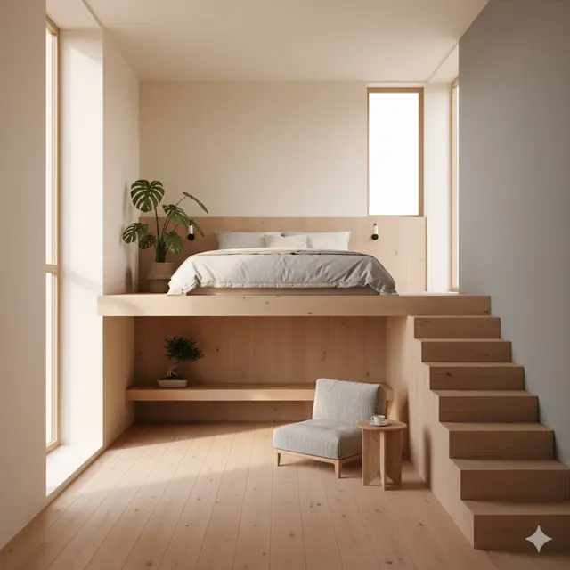 Rumah dengan Kamar Tidur Mezzanine Hemat Ruang. Gemini
