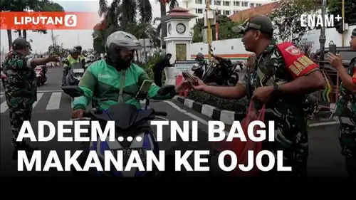 VIDEO: TNI Bagi-Bagi Makan Siang ke Ojol di Malioboro