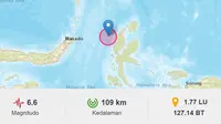 Gempa Magnitudo 6,6 mengguncang wilayah Halmahera Barat, Maluku Utara, Rabu (22/11/2023). (Liputan6.com/ Dok BMKG)