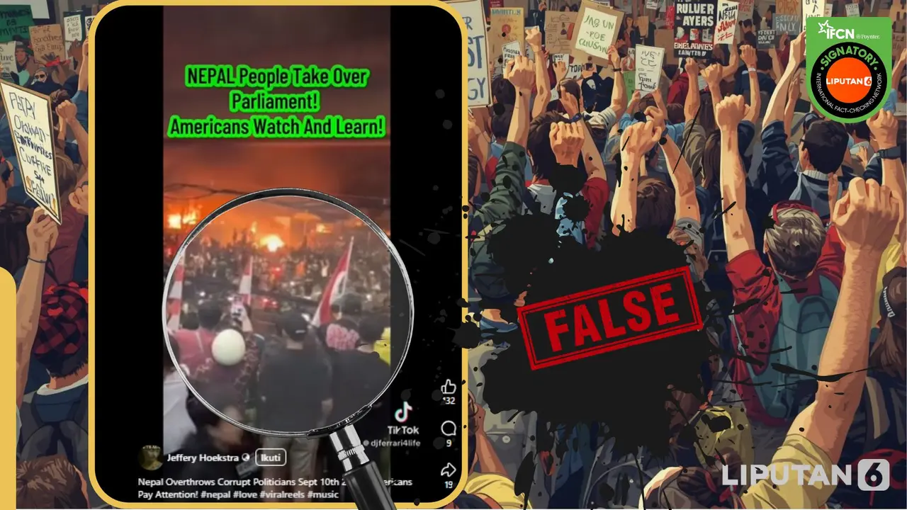 Tangkapan layar klaim video rakyat Nepal mengambil alih parlemen
