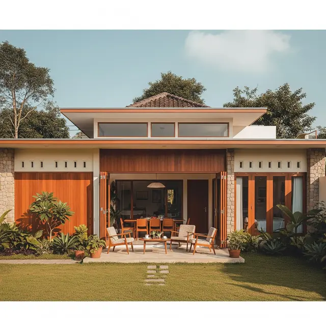 Desain Rumah Sederhana Halaman Luas. Foto: Gemini