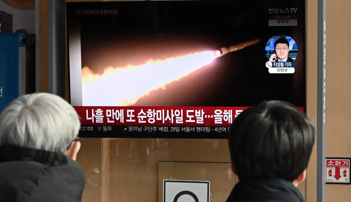 Peluncuran rudal ini dilakukan hanya beberapa hari setelah Pyongyang menembakkan sejumlah rudal jelajah ke Laut Kuning. (Jung Yeon-je/AFP)