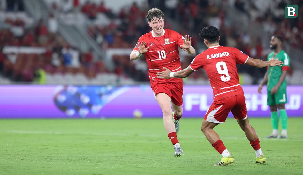 Pemain Timnas Indonesia, Ole Romeny merayakan gol ke gawang St Kitts and Nevis dalam laga FIFA Series 2026 di Stadion Utama Gelora Bung Karno (SUGBK), Senayan, Jakarta, Jumat (27/03/2026). (Bola.com/M Iqbal Ichsan)