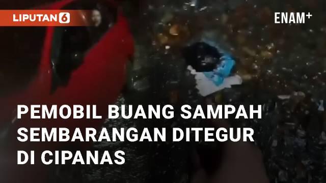 Kejadian di kawasan Lembai Koi, Puncak Cipanas, Cianjur, Jawa Barat. Mobil berwarna merah dengan 6 penumpang membuang kantong plastik sampah