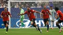 Pemain mesir Yasser Ibrahim merayakan gol pertamanya selama pertandingan sepak bola babak 16 besar Piala Dunia antara Argentina dan Mesir di Atlanta, Selasa, 7 Juli 2026. (AP Photo/Erik S. Lesser)
