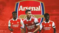 Arsenal - Eddie Nketiah, Gabriel Martinelli, Bukayo Saka (Bola.com/Adreanus Titus)