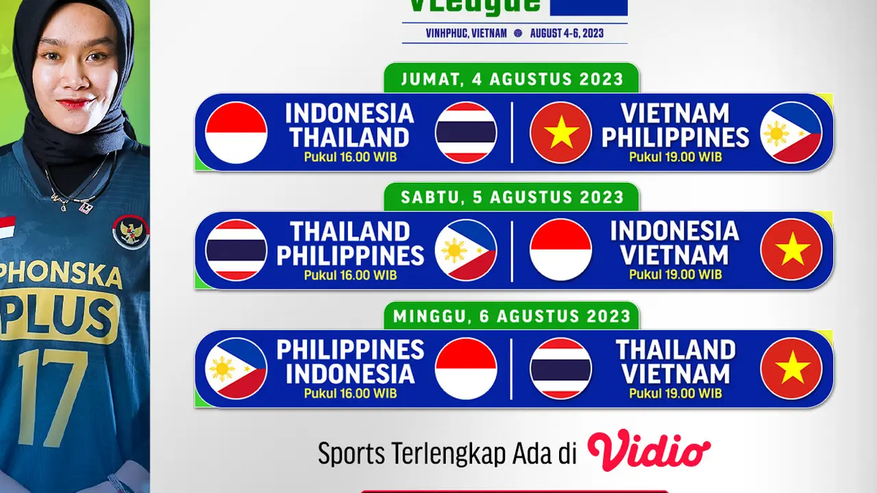 Siaran Langsung SEA VLeague 2023 Putri Putaran Pertama di Vidio