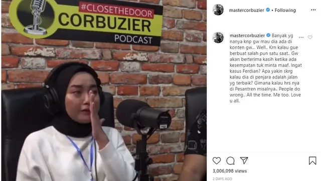Deddy Corbuzier undang Indira Kalistha (Foto: Instagram/@mastercorbuzier)