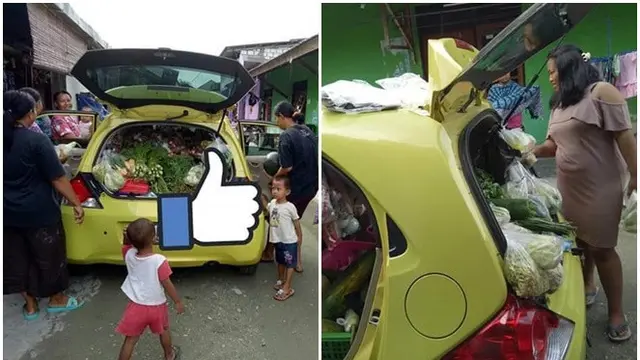 Honda Brio dipakai jualan sayur