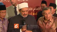 Syekh Besar Al-Azhar Mesir Profesor Ahmed Al Thayyeb mengunjungi dan resmikan gedung baru Pusat Studi Alquran pimpinan Quraish Shihab. Gedung itu berada di Komplek South City Pondok Cabe Kecamatan Pamulang, Kota Tangerang Selatan (Tangsel), Selasa (2...