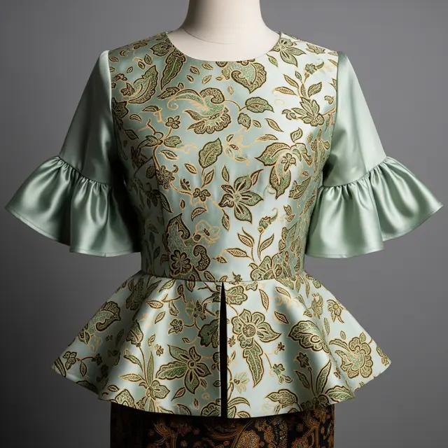 9 Model Blouse Batik Lengan Ruffle Peplum