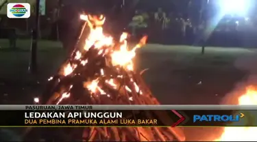 Dua pembina Pramuka terbakar saat menyalakan api unggun memperingati Hari Pramuka ke-56 tahun.