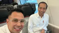 Raffi Ahmad bersama Presiden Jokowi saat melakukan uji coba Kereta Cepat Jakarta-Bandung pada Rabu (13/9/2023). (Instagram @raffinagita1717)
