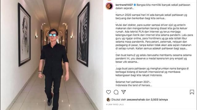 Hari Pahlawan, Bertrand Antolin Beri Penghormatan Tinggi untuk Para Pejuang Kehidupan Selama Pandemi
