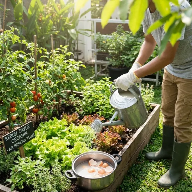 Air Sisa Rebusan Telur sebagai Air Penyiraman Sayur Organik