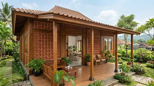 Kombinasi Roster dan Kayu untuk Rumah Desa yang Estetik dan Nyaman