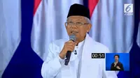Calon wakil presiden nomor urut 01 Ma'ruf Amin dalam Debat Kelima Pilpres 2019. (Liputan6.com)