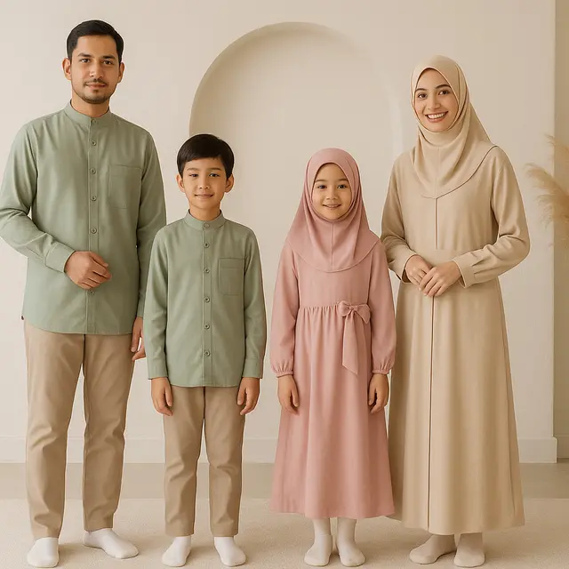 Inspirasi Model Outfit Sholat Ied Keluarga 2025 yang Serasi dan Adem/via ChatGPT