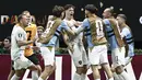 Pemain Republik Ceko, Ladislav Krejci merayakan gol perdananya ketika melawan Korea Selatan pada pertandingan pertama di PIala Dunia 2026 di Estadio Guadalajara, Meksiko, Jumat (12/6/2026) pagi WIB. (AFP/Ulises Ruiz)