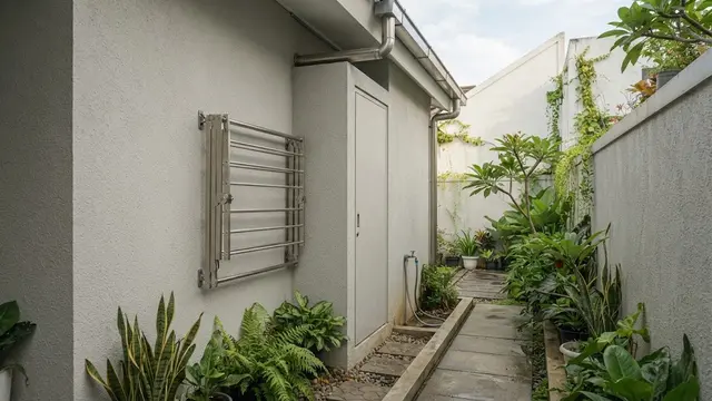 Desain Area Jemur Tersembunyi di Samping Rumah agar Tidak Terlihat dari Jalan