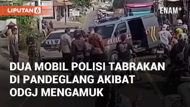 VIDEO: Detik-detik Dua Mobil Polisi Tabrakan di Pandeglang Akibat ODGJ Mengamuk