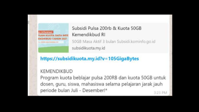 Cek Fakta Liputan6.com menelusuri informasi subsidi pulsa 200 ribu dan Kuota 50 GB periode Juli-Desember dari Kemendikbud