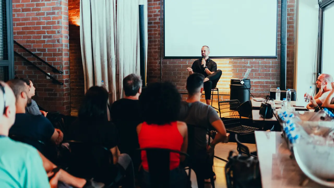 Ilustrasi acara seminar, talkshow, presentasi
