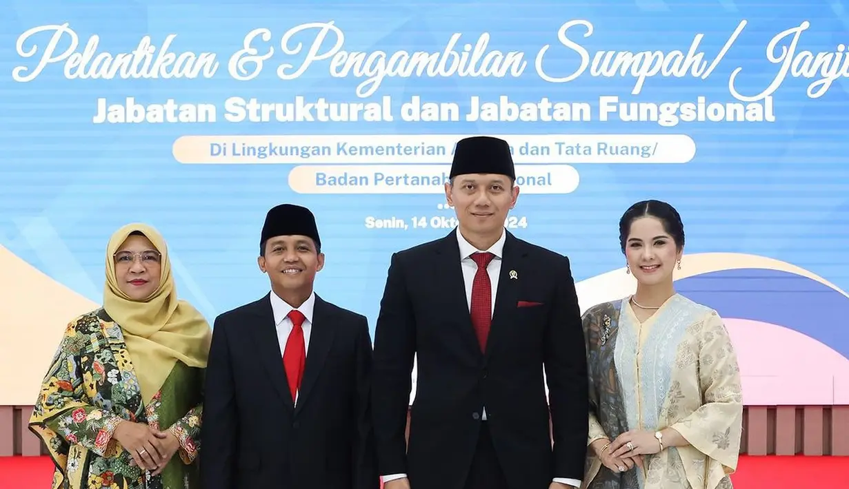 Annisa Pohan tampil cantik kenakan kebaya encim berlengan terumpet berwarna nude biru langit [@annisayudhoyono]