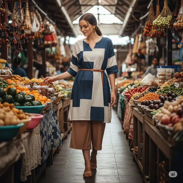 Inspirasi Outfit Ibu-Ibu ke Pasar yang Tidak Pasaran. Foto: Gemini